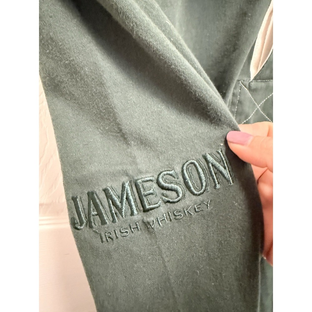 Jameson Whiskey Green Embroidered Long Sleeve Rugby Polo Shirt Men's Medium - Picture 8 of 14